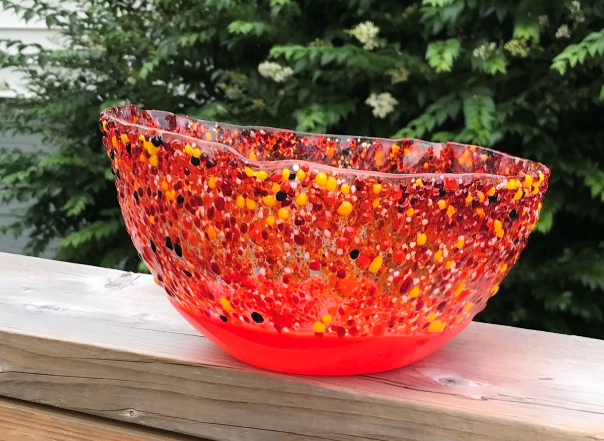 Speckled bowl orangey red explosion